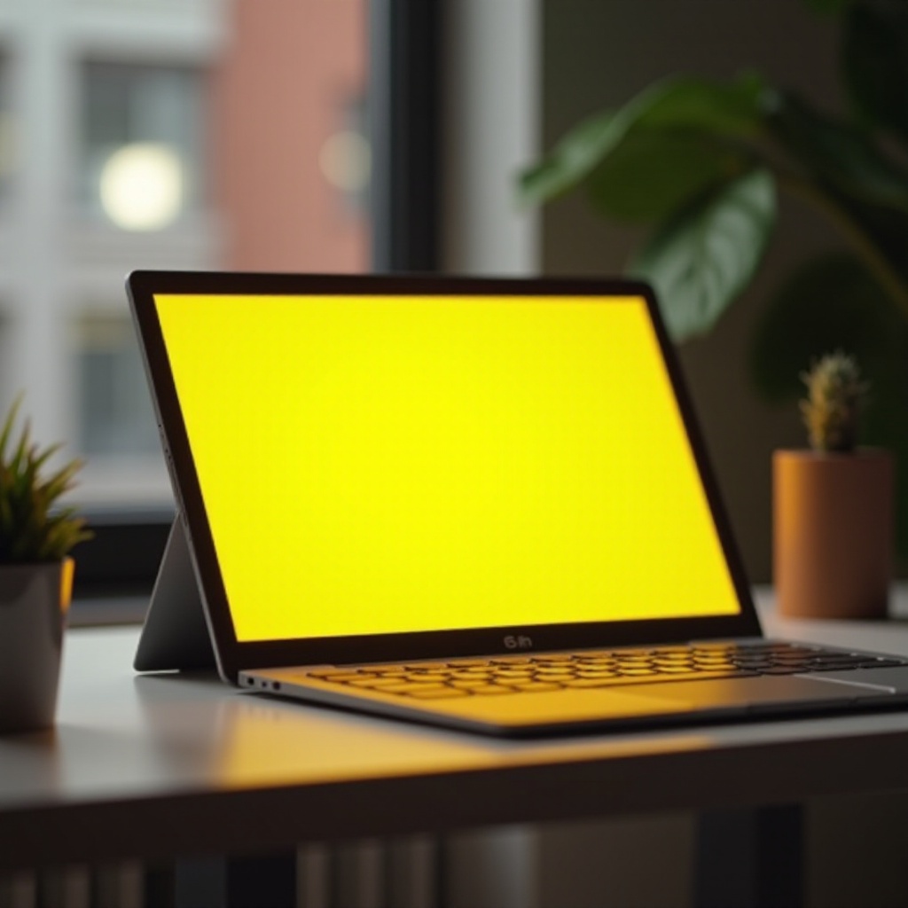 laptop surface ecran galben